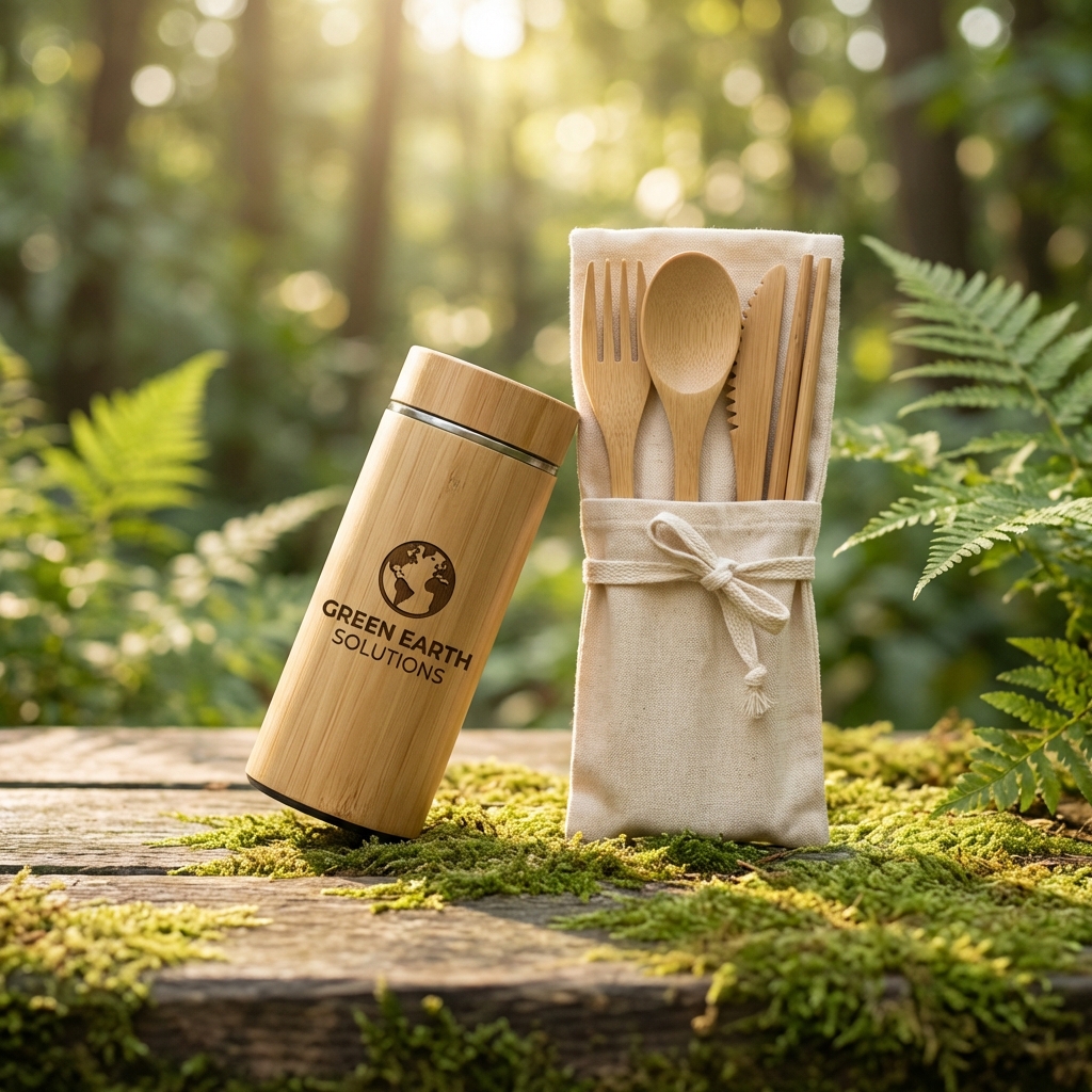 Bamboo Tumbler & Cutlery Set
