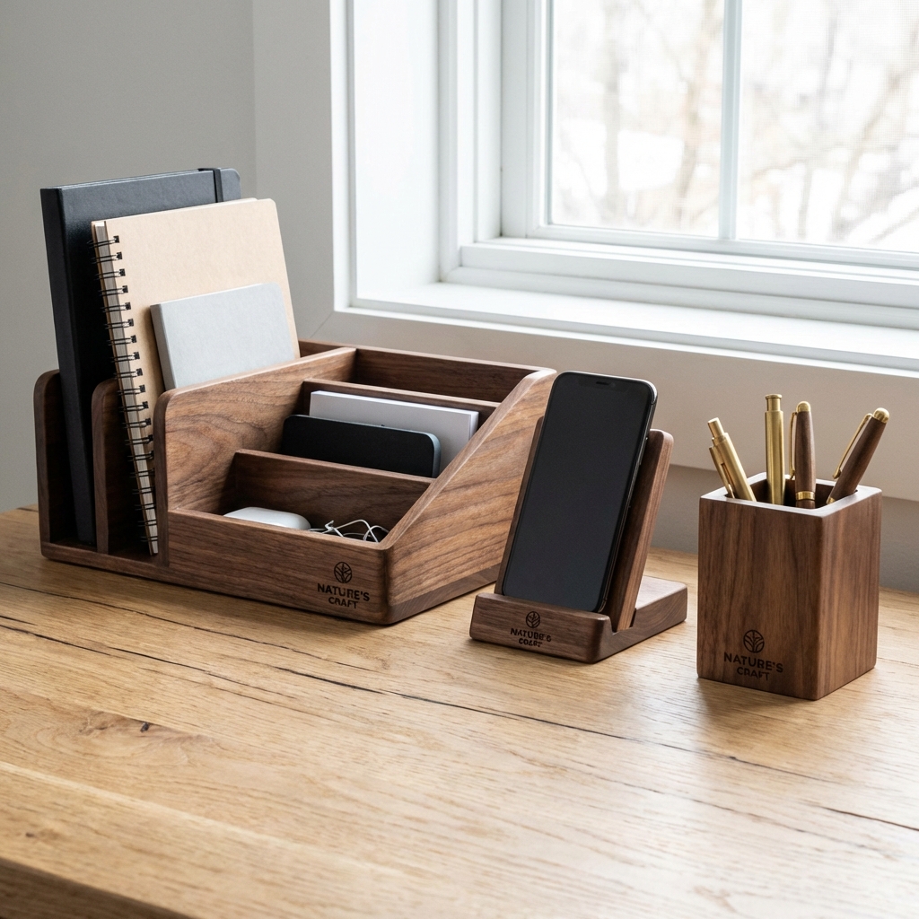 Wooden Desk Organizer