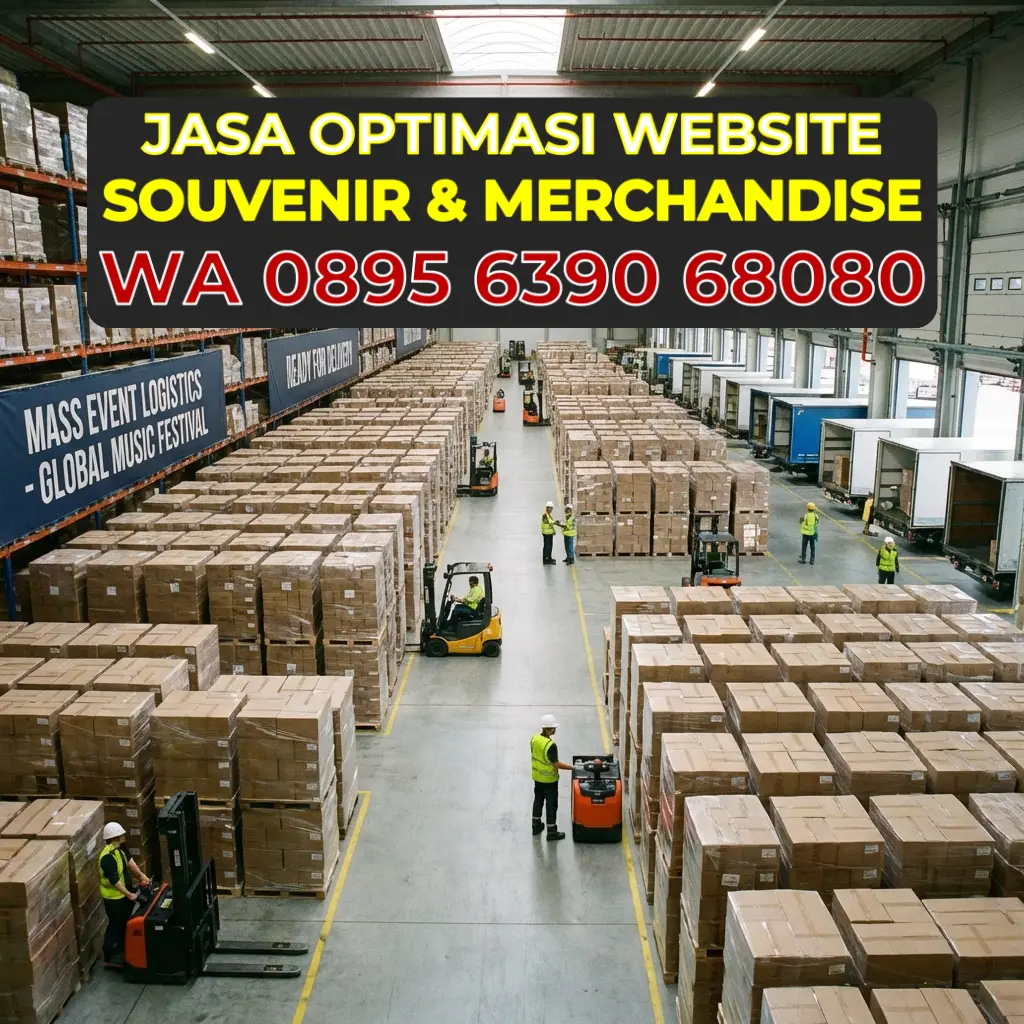 Gudang Logistik Maroon Souvenir Penuh Kardus Siap Kirim